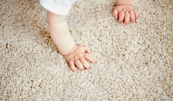 Baby on soft, clean carpet, Chemo Clean